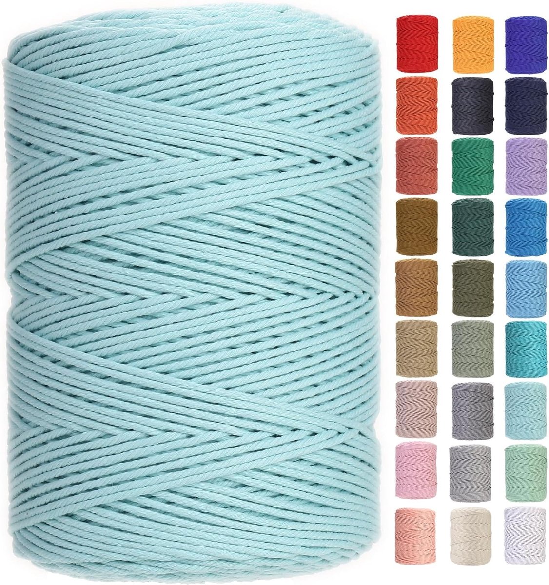 Premium Katoenen Macrame Touw 3 mm x 450 m, Zacht en Sterk, Ideaal voor Macrame Projecten en Creatieve Ambachten