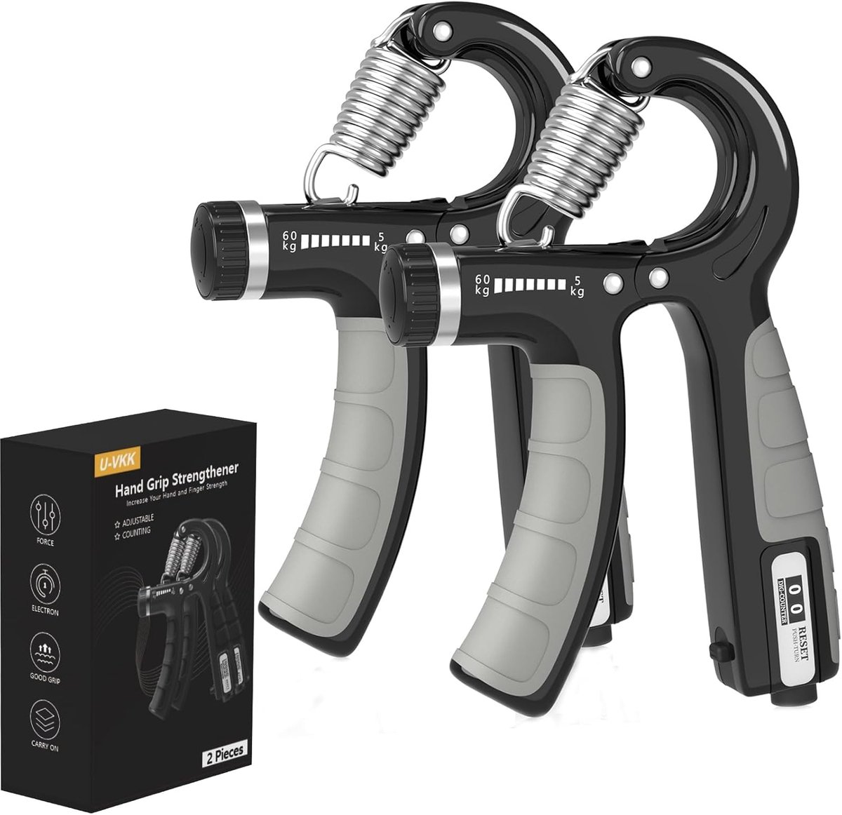 Thijox - Handtrainer Set van 2 - Verstelbare Handgreep 5-60 kg - Onderarmtrainer voor Gripkracht - Duurzaam en Gebruiksvriendelijk Trainingsapparaat v