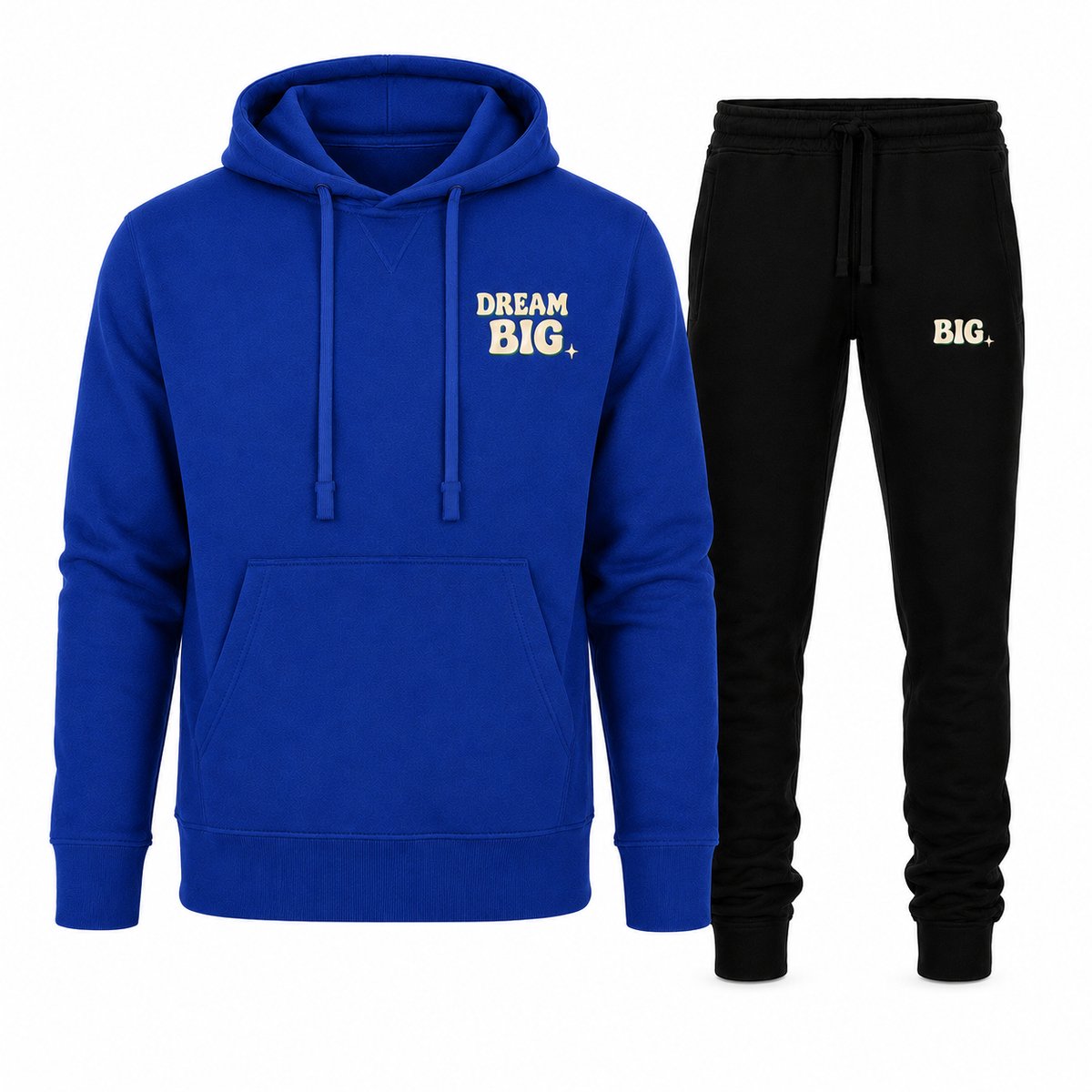 Trainingspak Heren – Hoodie Heren – Sportbroek Heren – Dream Big – Blauw - XL