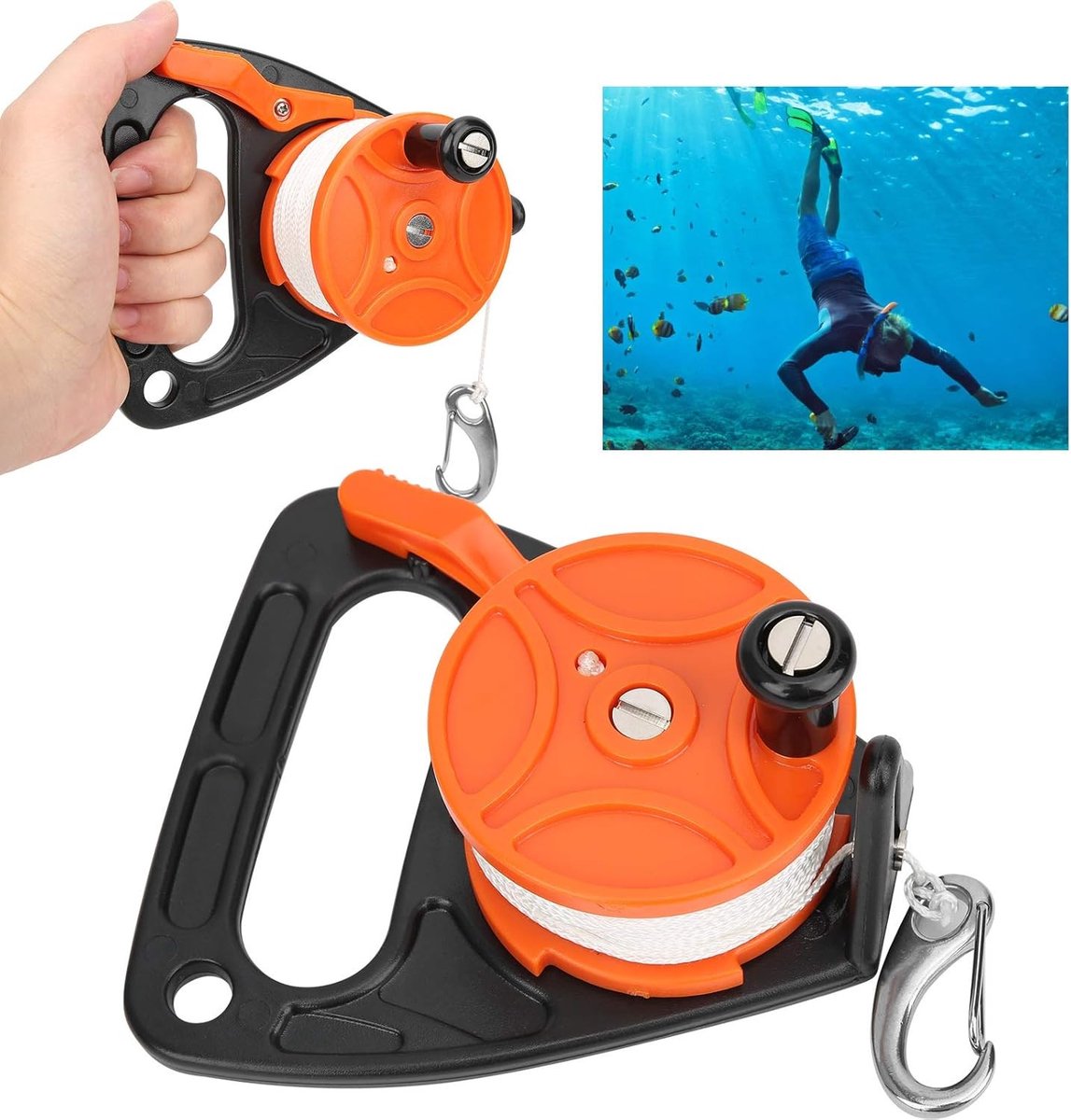 Diving Reel met Handvat voor Snorkelen en Kayakken - 150ft Duiklijn Wieltje voor Meerdere Doeleinden