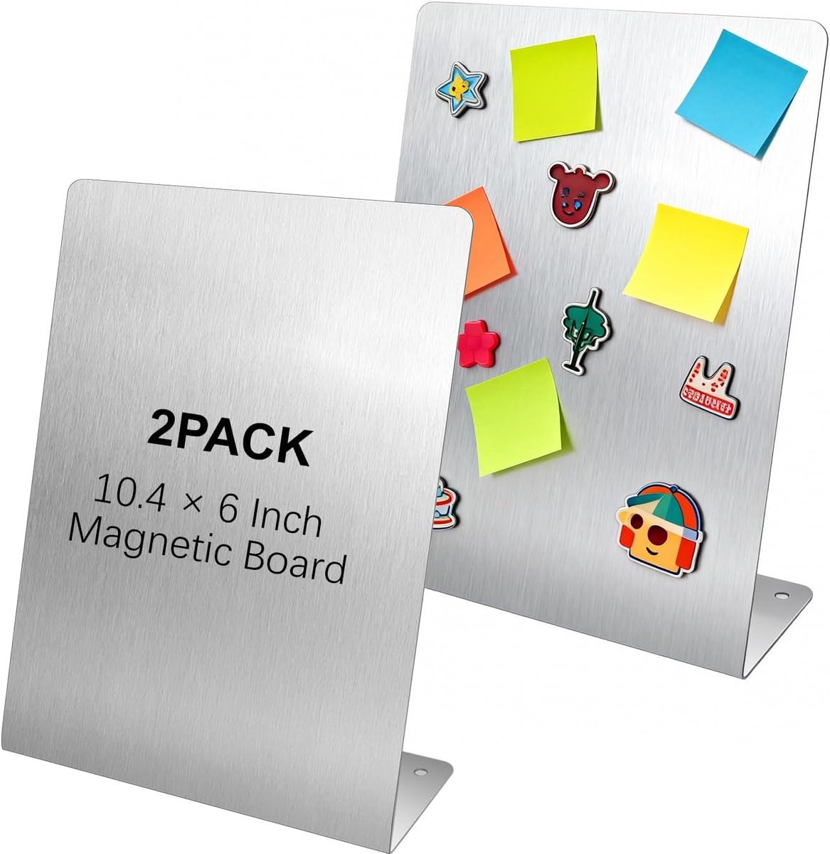 SnelShoppen - 2x Magnetisch Prikbord met Standaard - Metalen Tafelblad Memobord - Magneet Ezelbord - Roestvrij Stalen Displaystandaard - 26,4 x 15,2 c