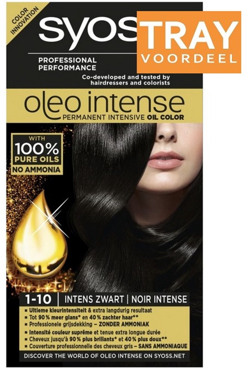Syoss - Oleo Intense Haarverf 1-10 Intens Zwart - 36 x 1 stuk - Voordeelverpakking