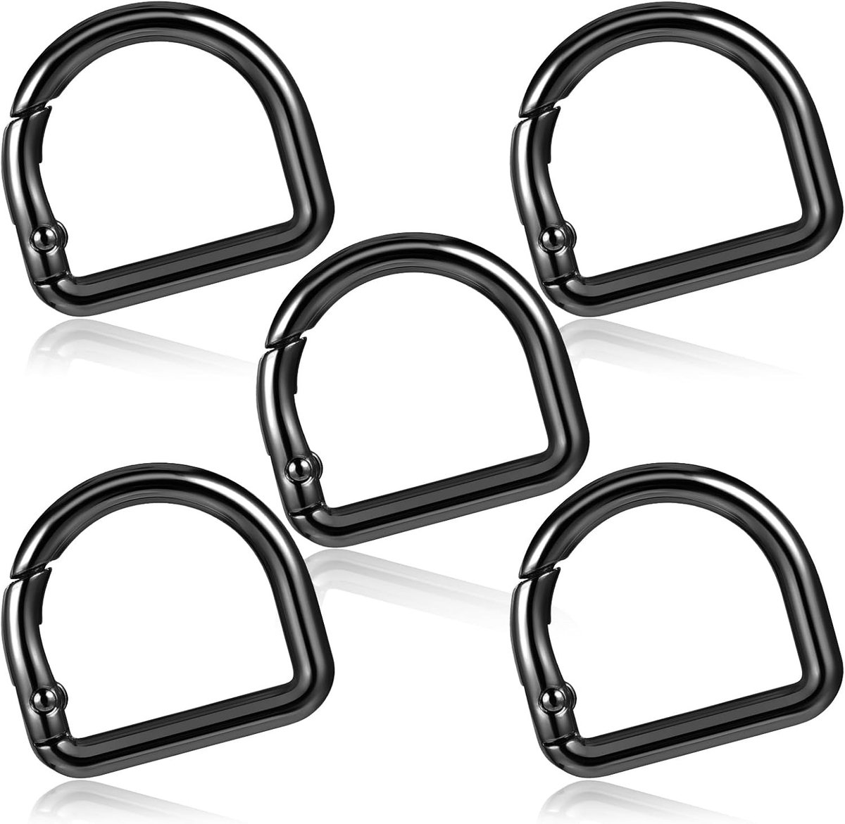 5 D-ringen zwart 22 mm voor veergesp, sleutelring en karabijnhaak - ideaal voor hondenriemen, rugzakken en knutselaccessoires