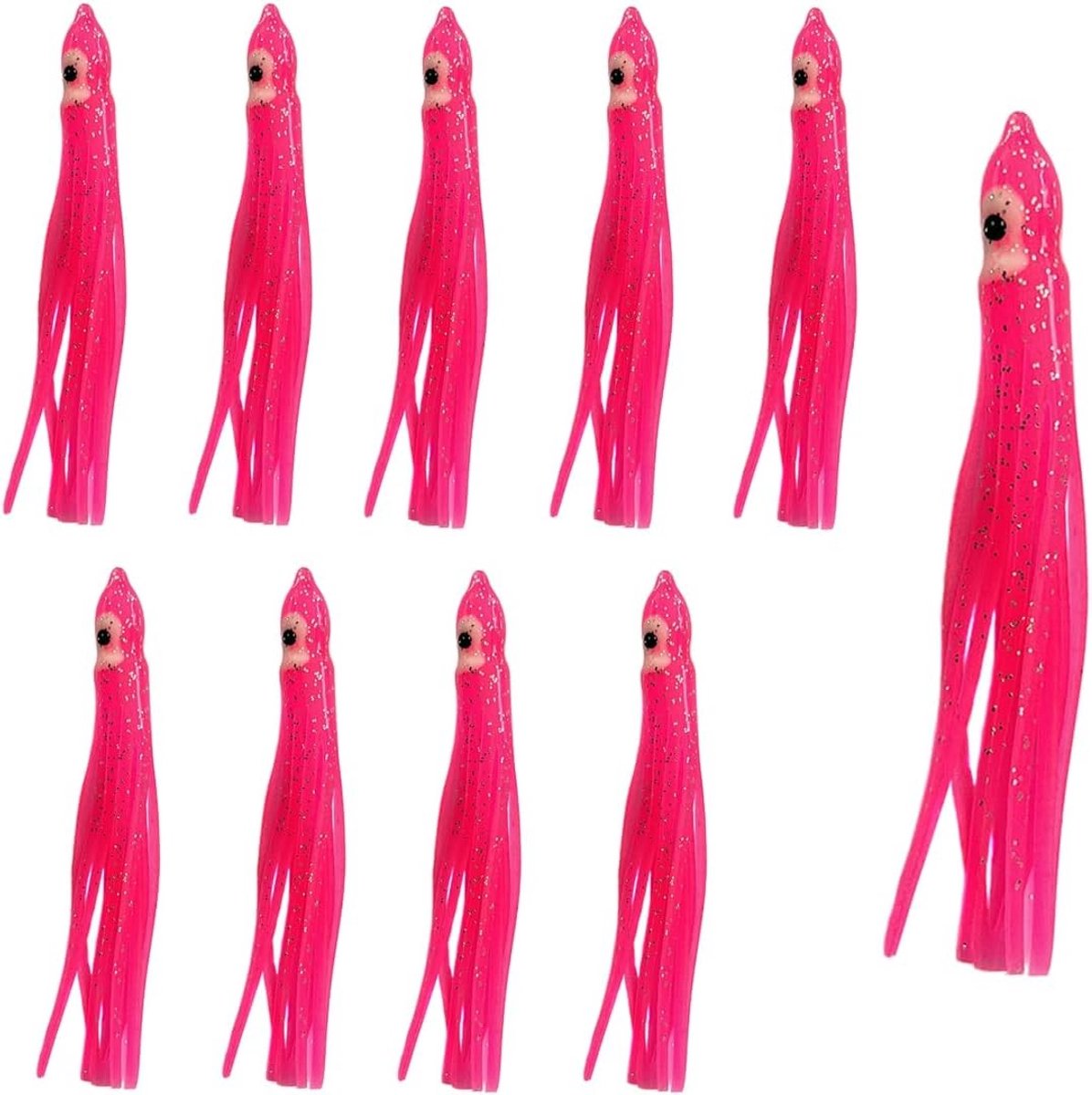 Set van 10 Luminous Rubber Squid Aas - Zachte Octopus Towing Pies voor Zeevisserij en Snoek, 9cm