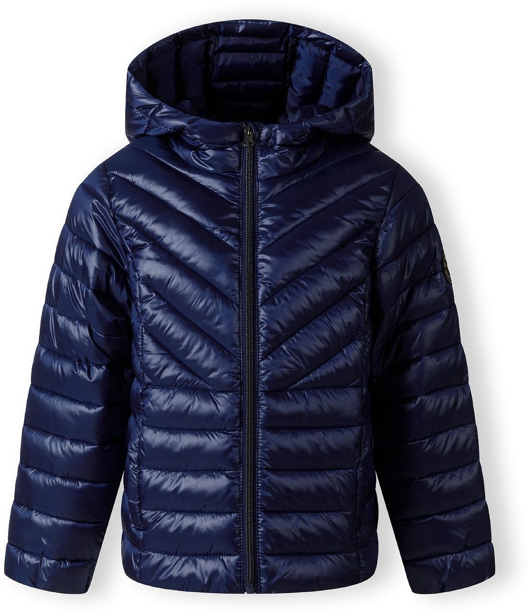 Minoti winterjas meisjes donkerblauw met capuchon - steekzakken