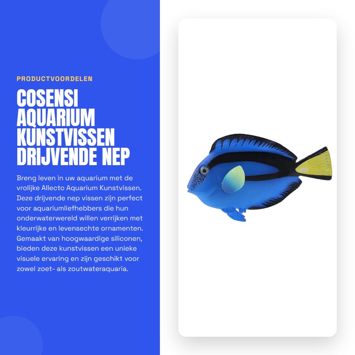 Dailygoods- Kunstvissen Levensecht Siliconen - Drijvende Ornamenten - Decoratie voor Aquarium - Inclusief Zuignap - Afmetingen 7,5/9/8 cm - Lichtgewicht 33,8 g - Nepvissen