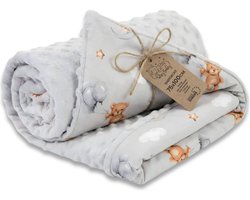 Babydeken Knuffeldeken All-season deken 100x75 cm minky – dubbelzijdig fleece katoen warm zacht donzig kinderen newborn – wiegdeken kinderwagen omkeerbaar peuter reisdeken Oeko-Tex Teddyberen