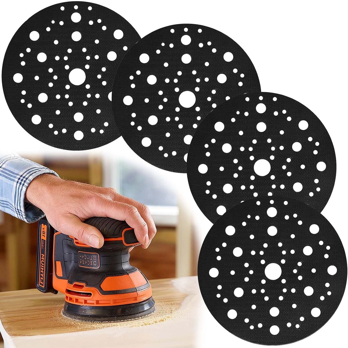 Sanding Disc Pads Diameter 150 mm 70 Holes Sanding Disc Protector with Fastening for Random Sanders Soft Polishing - ShopVlot