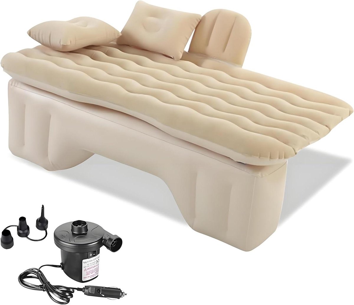 Opblaasbaar Achterbank Bed - Reis Luchtbed Kampeer Kussen - Reizen en Kamperen - Perfecte Pasvorm Achterbank - Normaal - Beige
