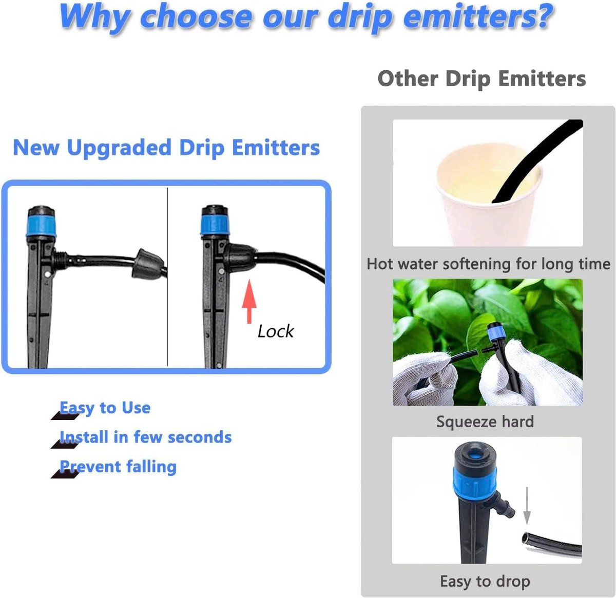 50 Pcs Drip Irrigation Radiators with Pole, 360 Degree Adjustable Fan Nozzle, Water Flow Blocker with Barb for 1/4 - ShopVlot