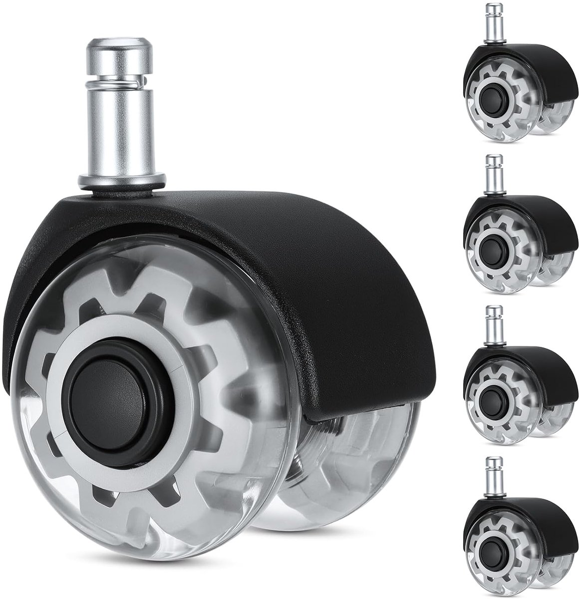 Office Chair Wheels, 11 x 22 mm Set of 5 Castors for Office Chairs, Durable Office Chair Casters, Replacement for - ShopVlot