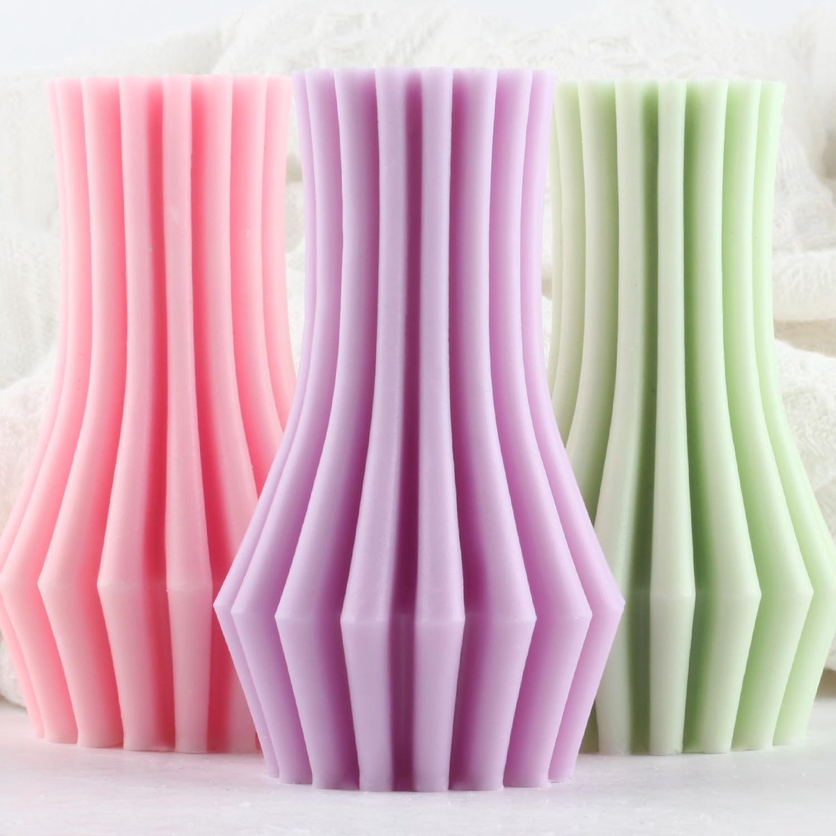 XIAOSHUI Striped Columns Candle Shape Geometric Columns Candle Shape Stripes Columns Silicone Shape for Candles Home - ShopVlot