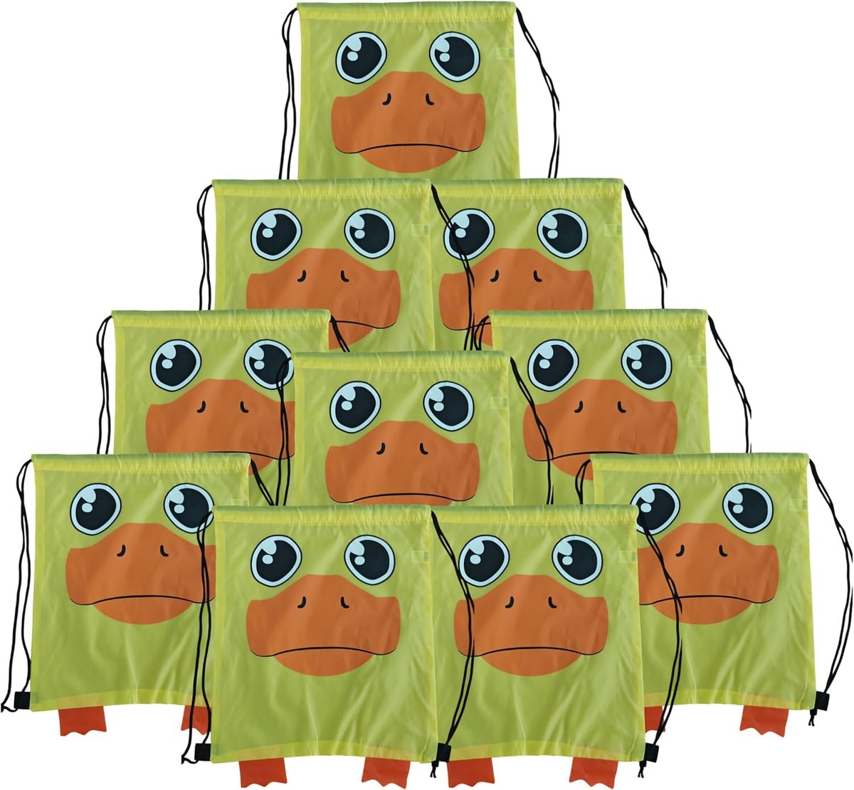 Pack of 10 Kids Animal Backpacks with Polyester Cord (41 x 34cm), Reusable Fabric Bags for Birthdays, Snacks, Sports - ShopVlot