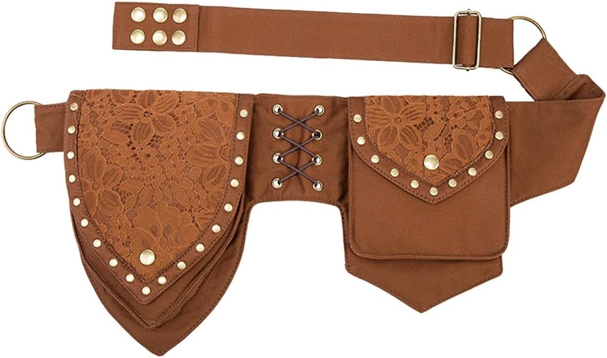 Larswon Renaissance Leg Bag for Women - Belt Festival Waist Bag, Thigh Bag, Style3 - Coffee, M - ShopVlot
