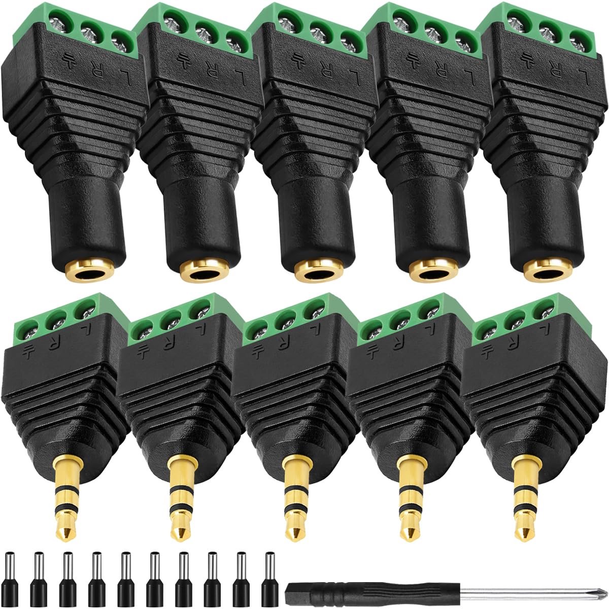 6 STKS 3,5 mm (1/8 inch) Stereo Audio Gebalanceerde Mannelijke Vrouwelijke Jack naar AV 3-Schroef Video Balun Terminal - ShopVlot