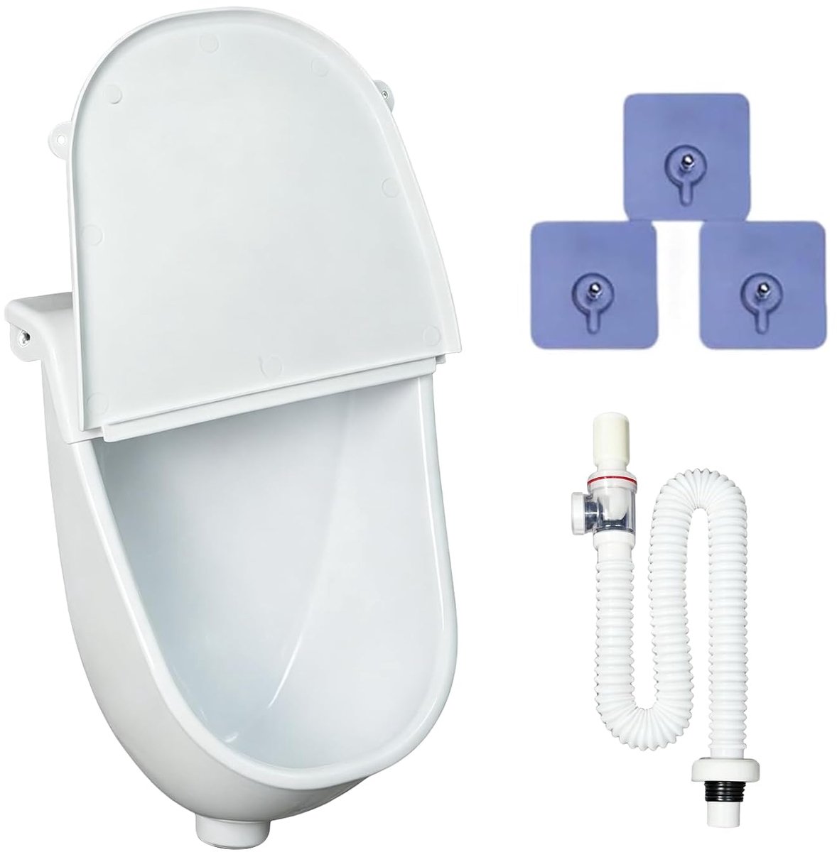 Urinaal voor wandmontage met deksel, waterloos urinoir kunststof voor mannen - ShopVlot