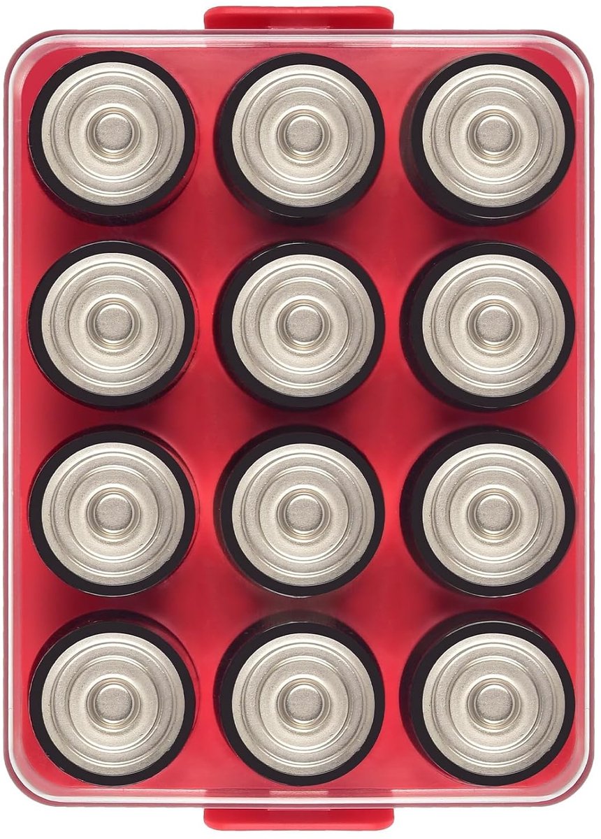 Battery Organiser Storage Case, Battery Vault Box Container for 12 Pieces D Batteries, Plastic Transparent Protective - ShopVlot