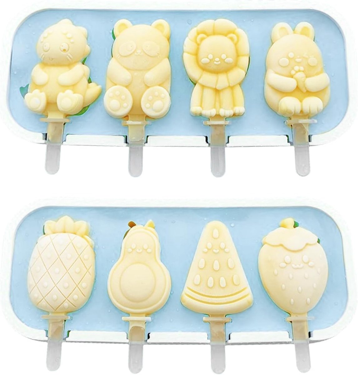 Pack of 2 Silicone Molds for Popsicles with 12 Rods, BPA Free, Reusable, DIY Moulds for Popsicles, Desserts, Yogurt - ShopVlot