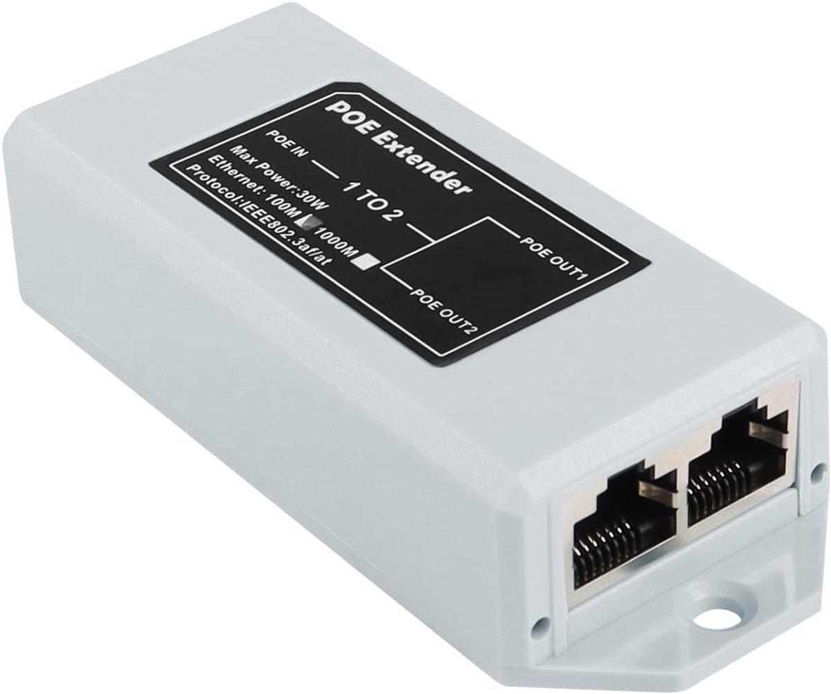 GINTOOYUN 1 to 2 POE Extender 100 Meter Transmission 1 in 2 out Standard POE Repeater for Network Surveillance Cameras - ShopVlot