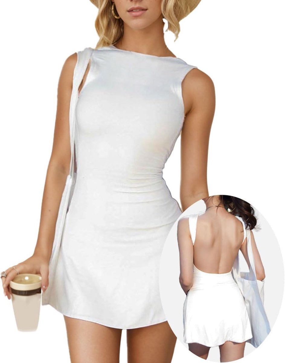 Sexy Mini Backless Dress Summer Dress Sleeveless Ruffle Soft Bodycon Swing Hem Sexy Mini Pencil Dresses Tube Club - ShopVlot