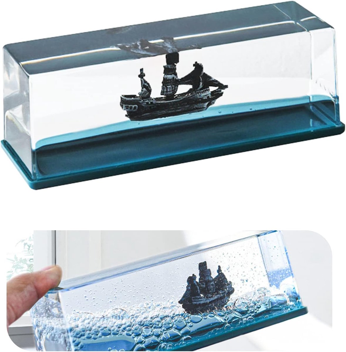 Fluid Drift Bottle - Thousand Sunny Boot Model, Unsinkable Glass Bottle, Ship, Titanic Toy, Pirate Ship Black Pearl - ShopVlot