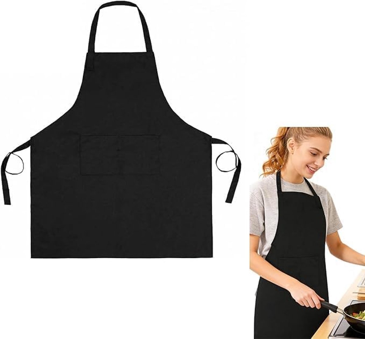 Küchenschürze Schürzen Gastronomie Schwarz – Schürze Herren Baumwolle Uni - ShopVlot