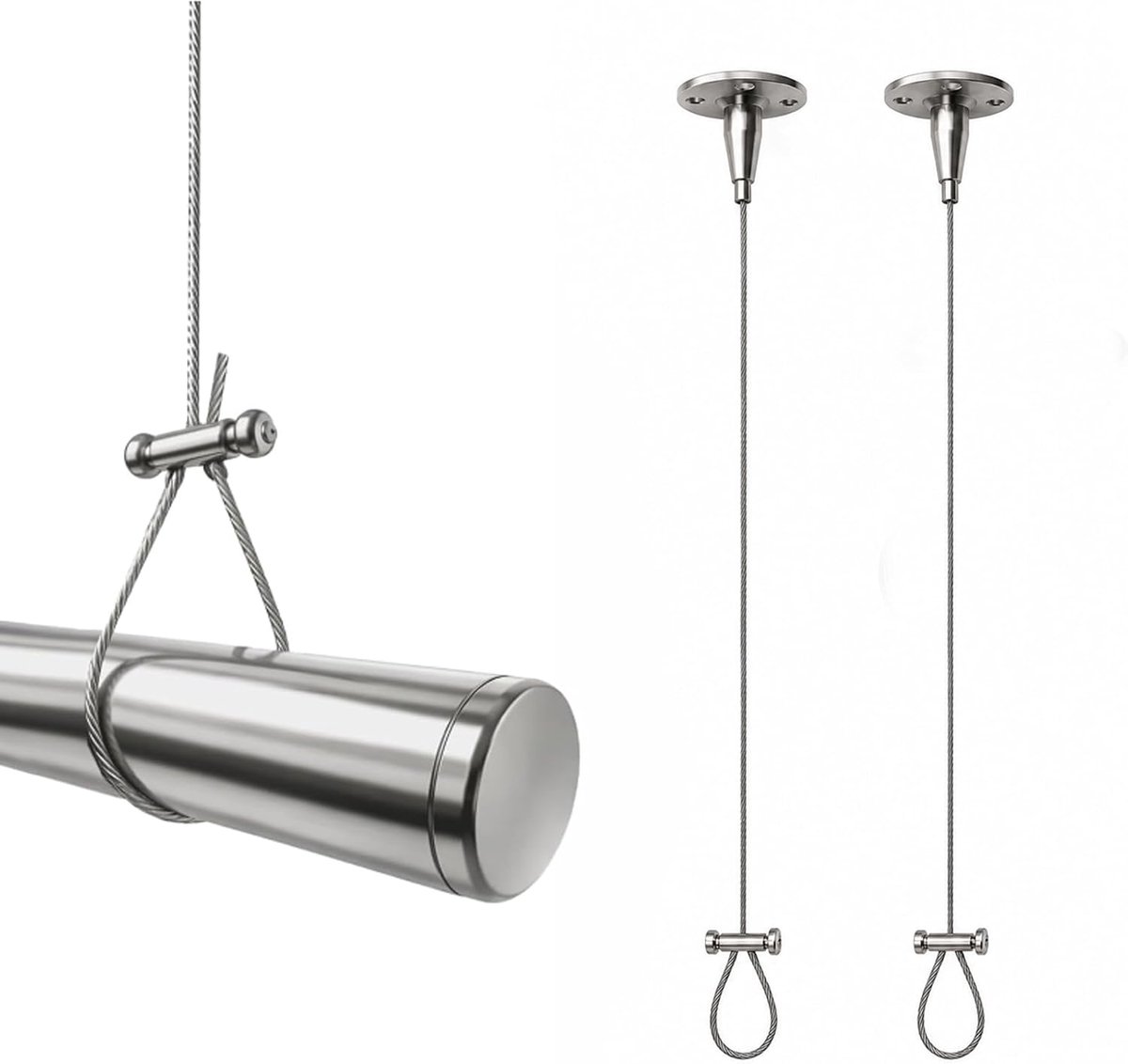 2 stuks douchestanghouders plafond, 2 m, 304 roestvrij staal, verstelbaar - ShopVlot