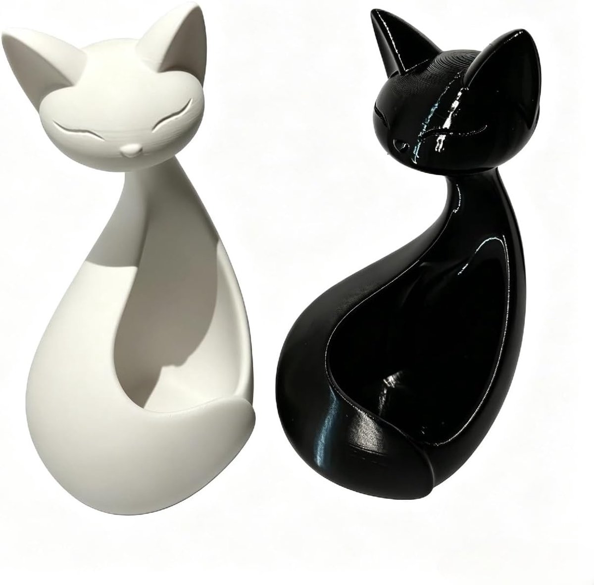 Kattenfiguur decoratie - minimalistisch design - zwart of wit - perfect voor op bureau - ShopVlot