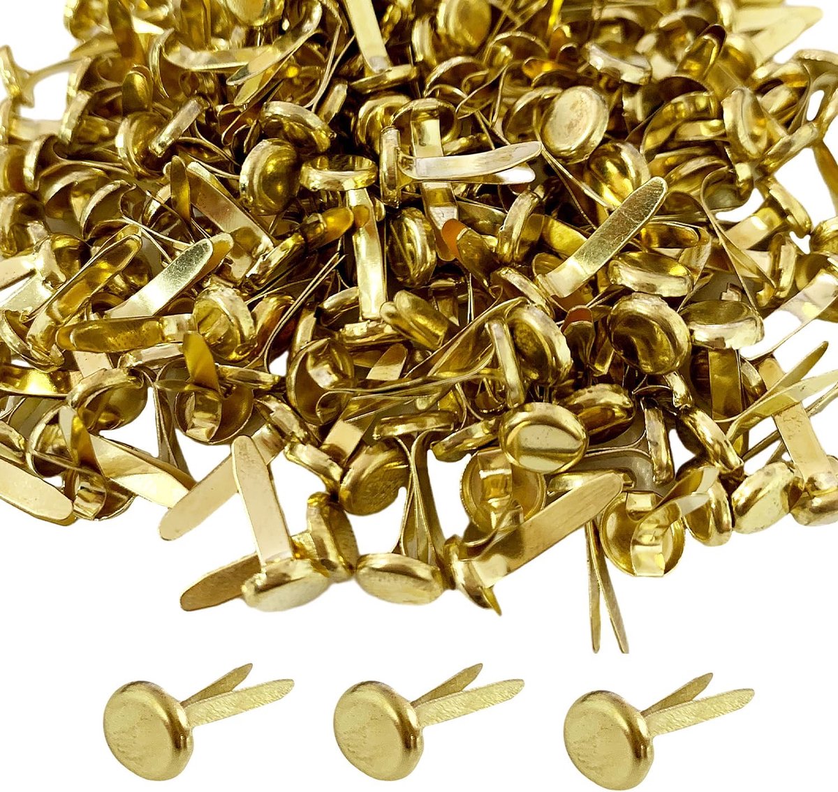 Splitpennen 8x17mm - gouden ronde kop - 220 stuks - ideaal voor scrapbooking - ShopVlot