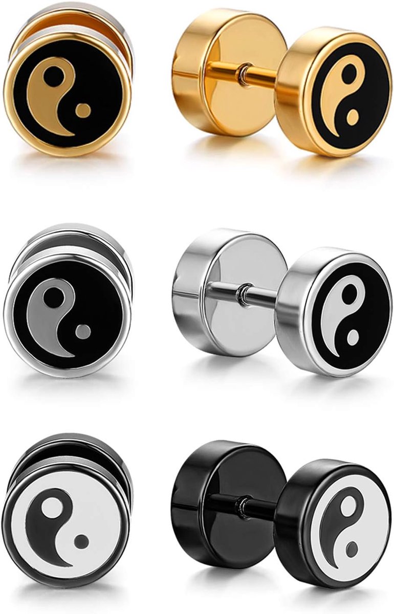 Fake plugs tunnel 8 mm - roestvrij staal - bloemblad kruis en ster - stijlvol en uniek - ShopVlot