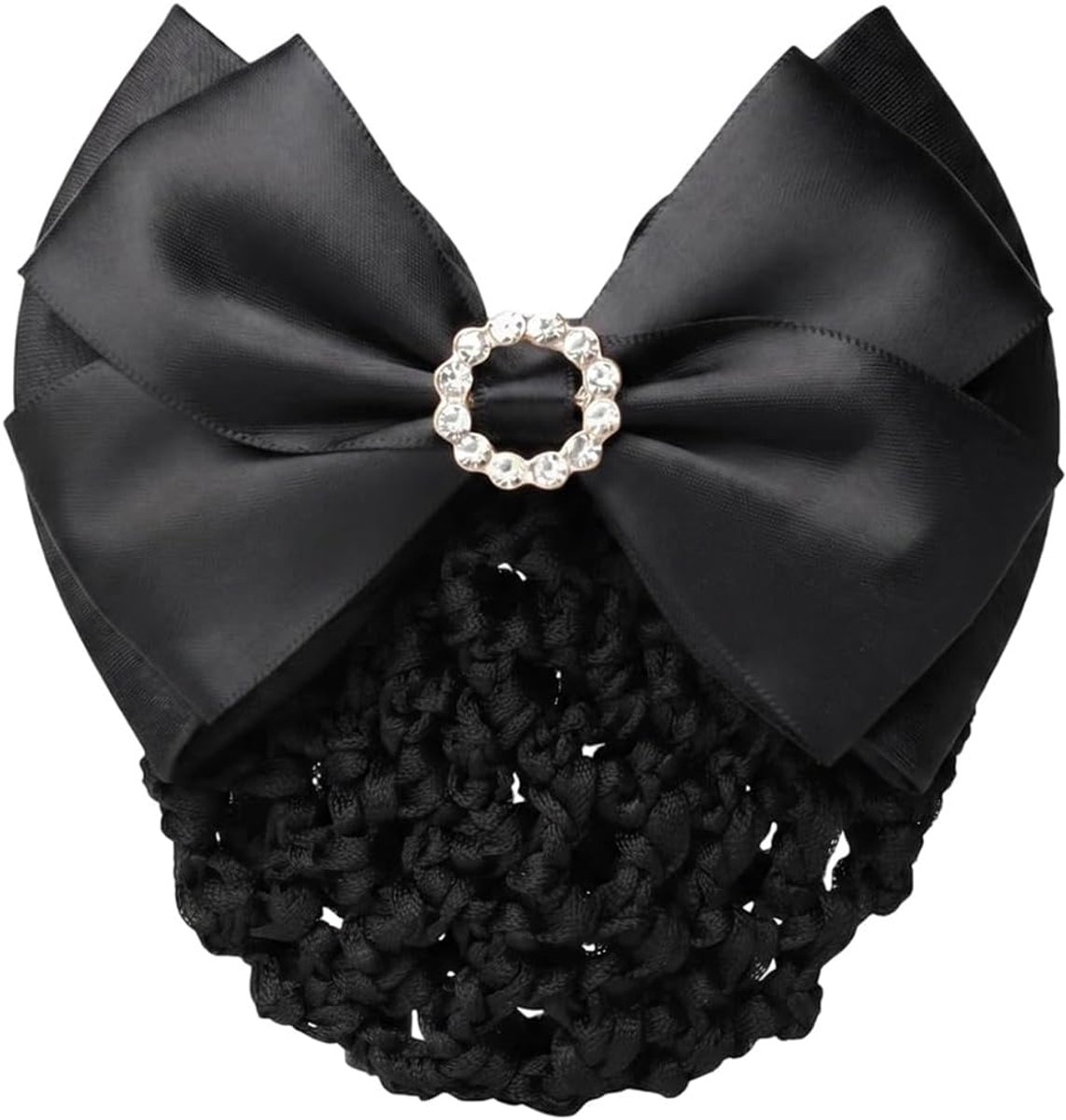 Haarclip met Strass Bows - Satijnen Strik - Snood Net Ontwerp - Perfect voor Werk en School - ShopVlot