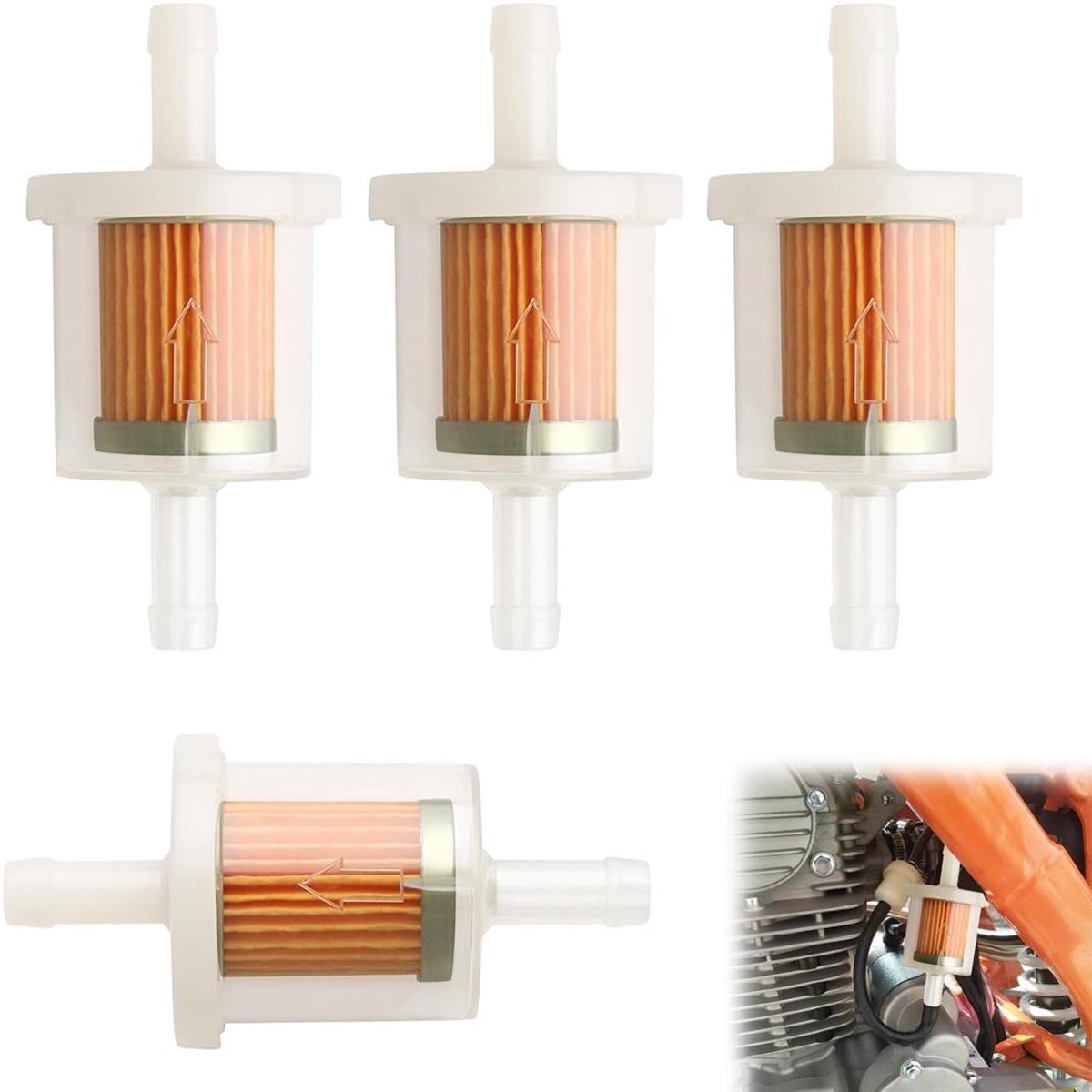 Brandstoffilter 8 mm - Set van 4 - Hoogwaardige kwaliteit - Verlengt motorlevensduur - ShopVlot