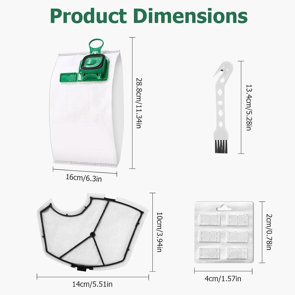 Stofzuigerzakken Set - 5-laags Filtratie - Voor VK140/150/FP140/150 - Zelfverzegelend en Anti-Allergeen - Inclusief 12 Stuks en 2 Filters