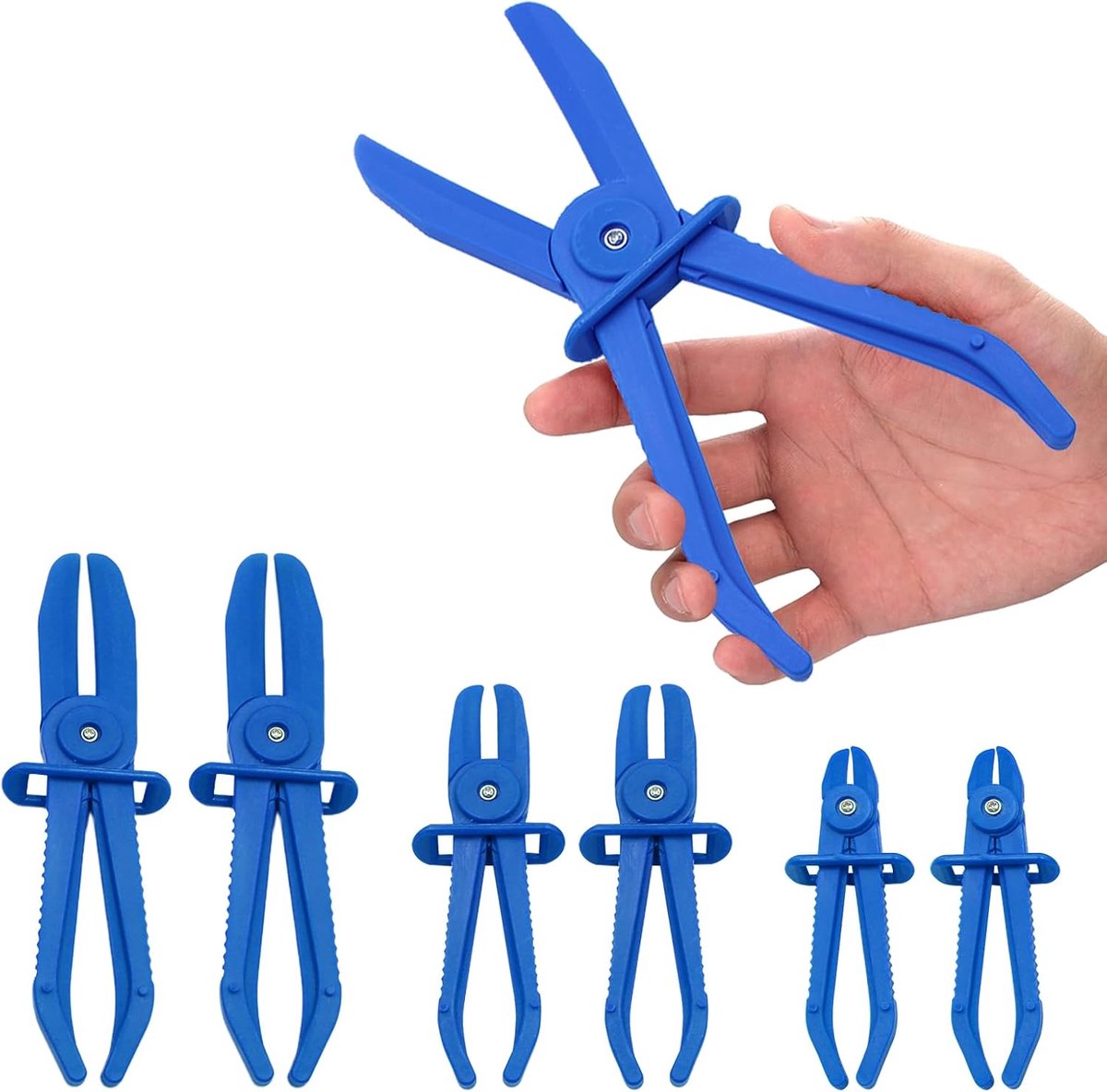 Hose clamp pliers set 6 stuks - blauwe clamping pliers - met vergrendeling - eenvoudig te gebruiken - ShopVlot