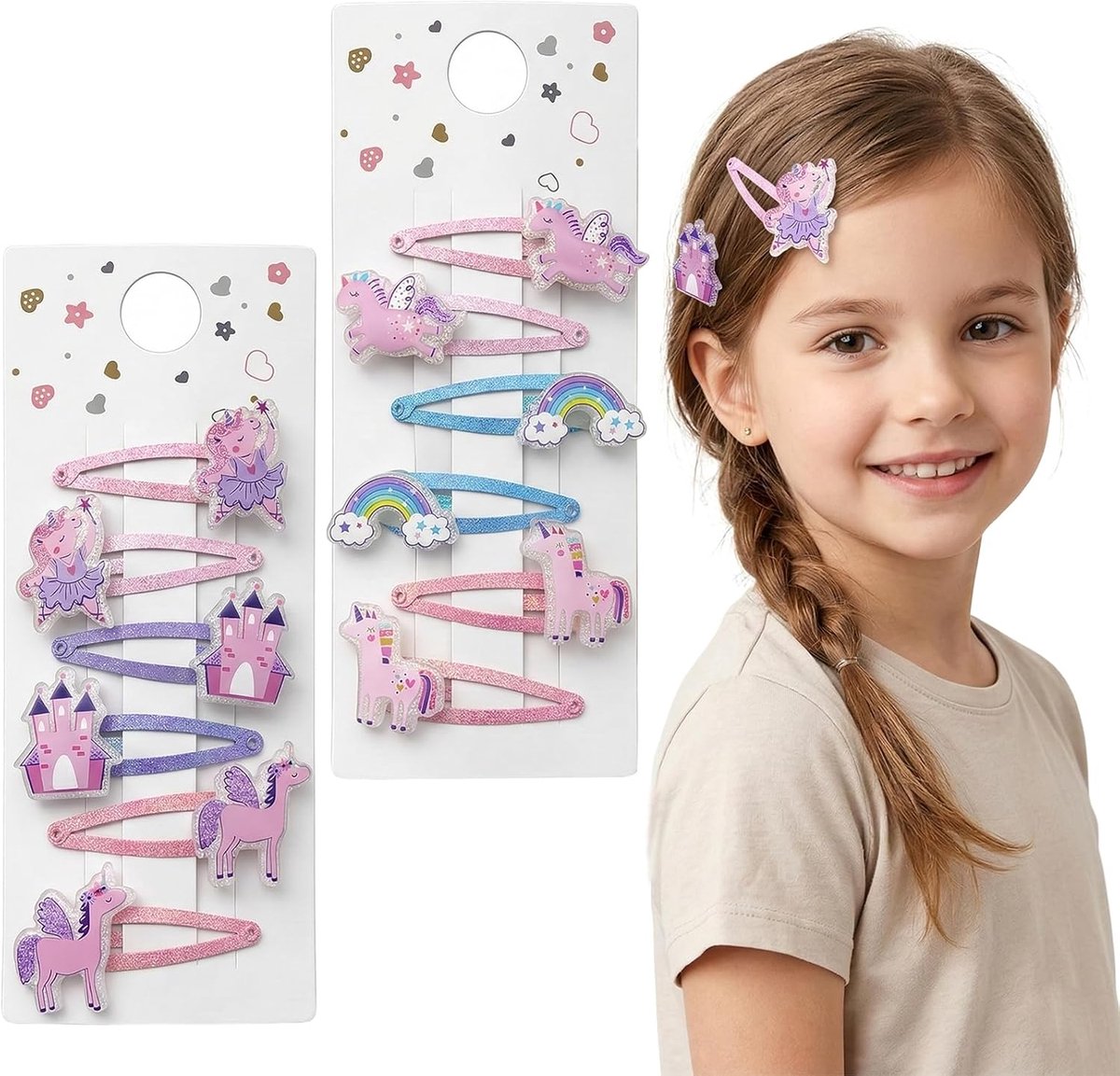 Haarspelden set - Meisjes accessoires - Dagelijks gebruik - 12 stuks unieke designs - 6 designs - Multicolor