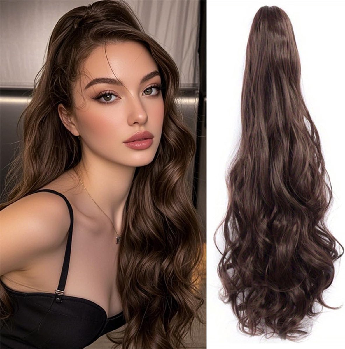 Ponytail Extensions 60 cm - Echte Haar Braid Haarstuk - Volumineuze Staart - Perfect voor Elke Gelegenheid - ShopVlot