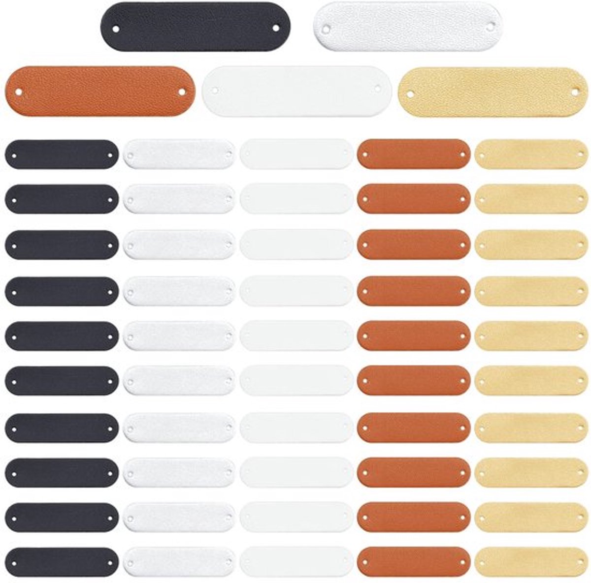 Tags 100 Stuks - PU Leer - Ovale Labels - Gemengde Kleuren - Voor DIY Naaien - Handgemaakte Ambachten - 5 Kleuren - Etiketten