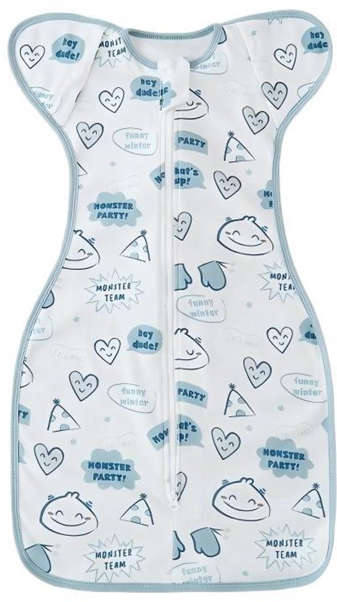 Inbakerdoek voor pasgeborenen – Onmisbaar voor baby's van 0–6 maanden – Unisex – Met mouwen – Bevordert een comfortabele, rustige slaap – 69 x 24 cm – Diep blauw