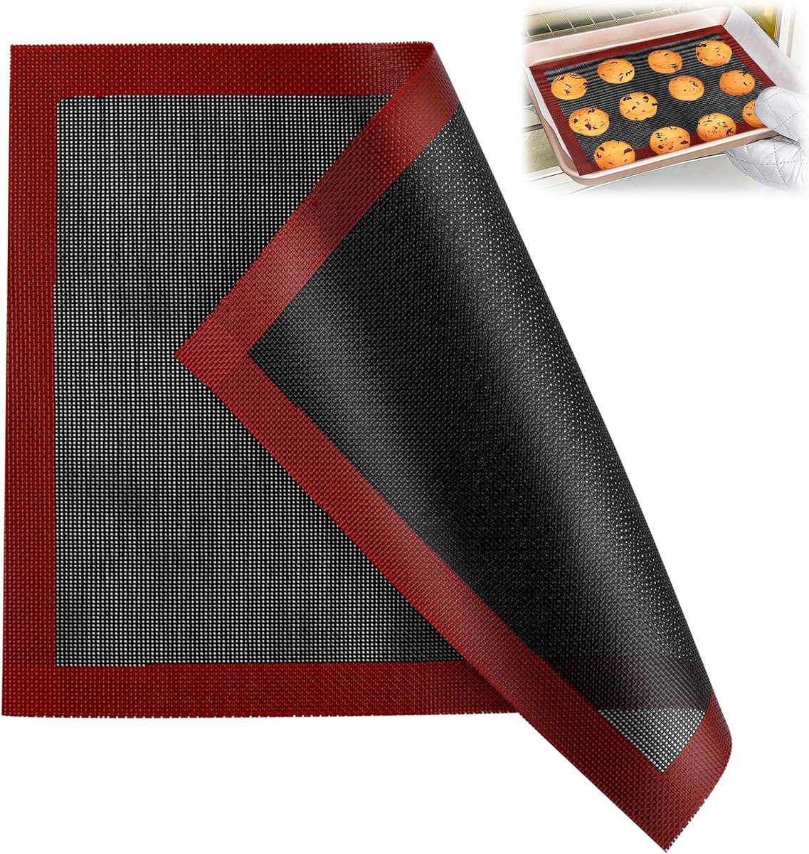 Bakmat microperforated 40 x 30 cm - siliconen mat - dubbelzijdig - hittebestendig en herbruikbaar - ShopVlot
