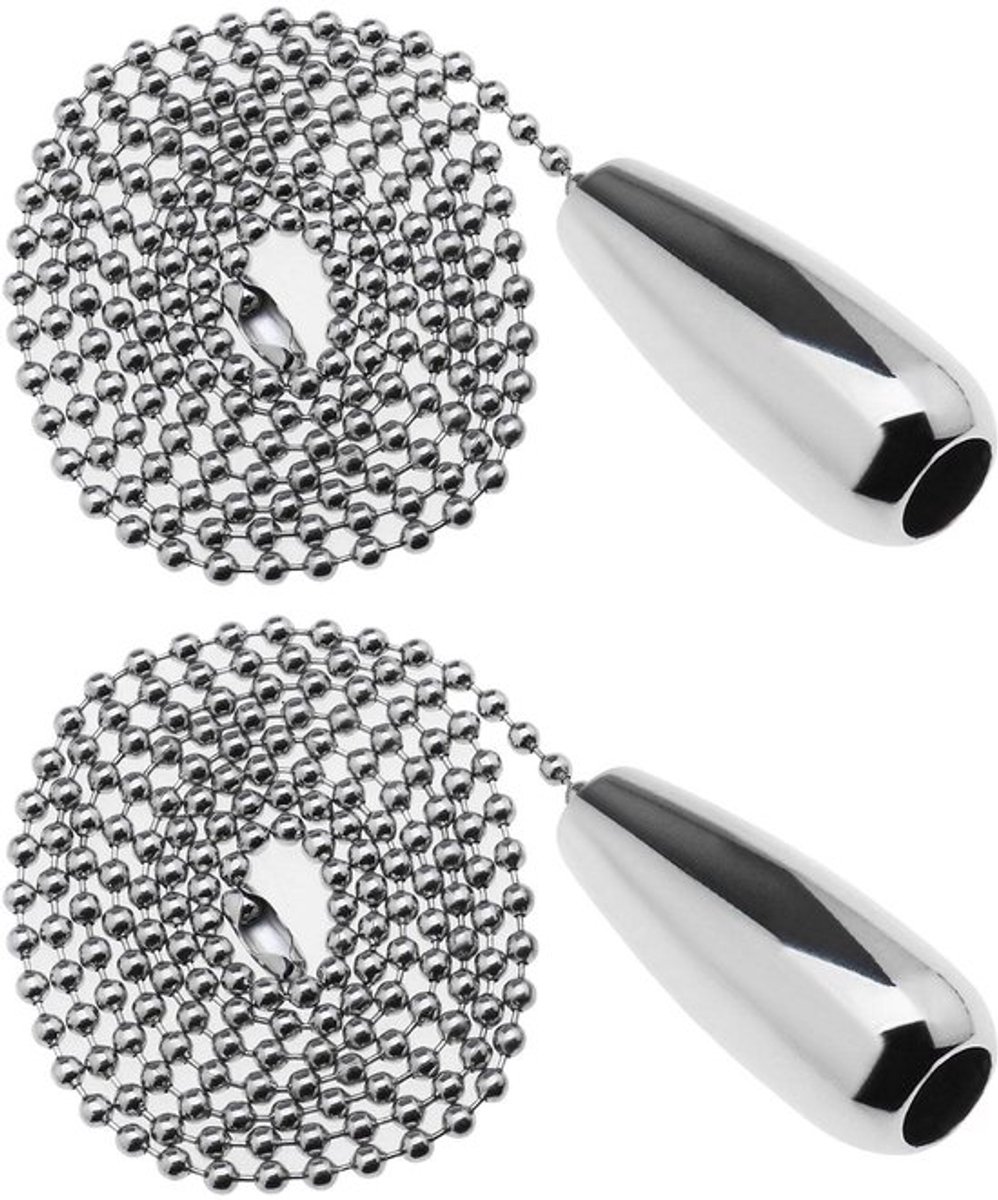 Ronde Licht Trekkettings - Verlengketting - Zilver - Elegant en Comfortabel Handvat - Geschikt voor Badkamer en Toilet - 2x Ronde Trekket...