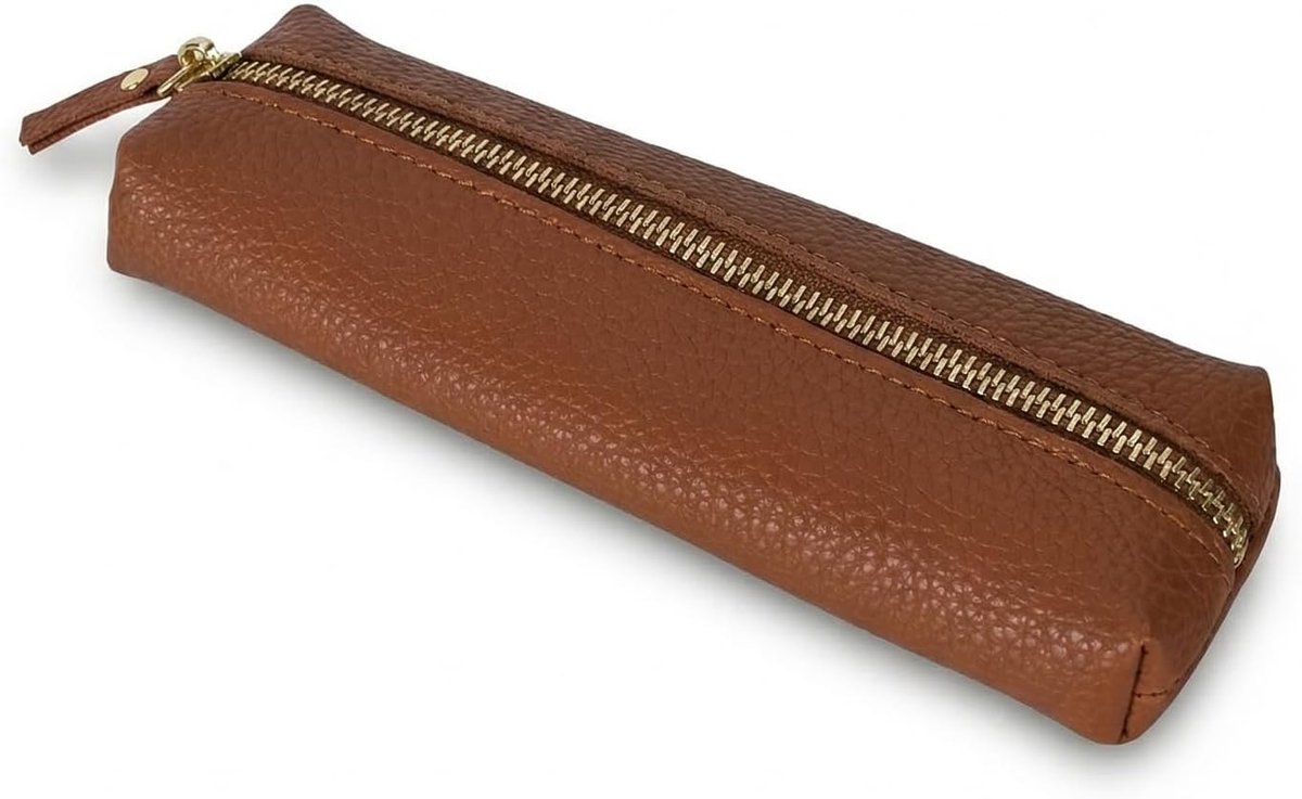 Pennetui bruin leer - multifunctioneel - stijlvol accessoire - ideaal voor school - ShopVlot