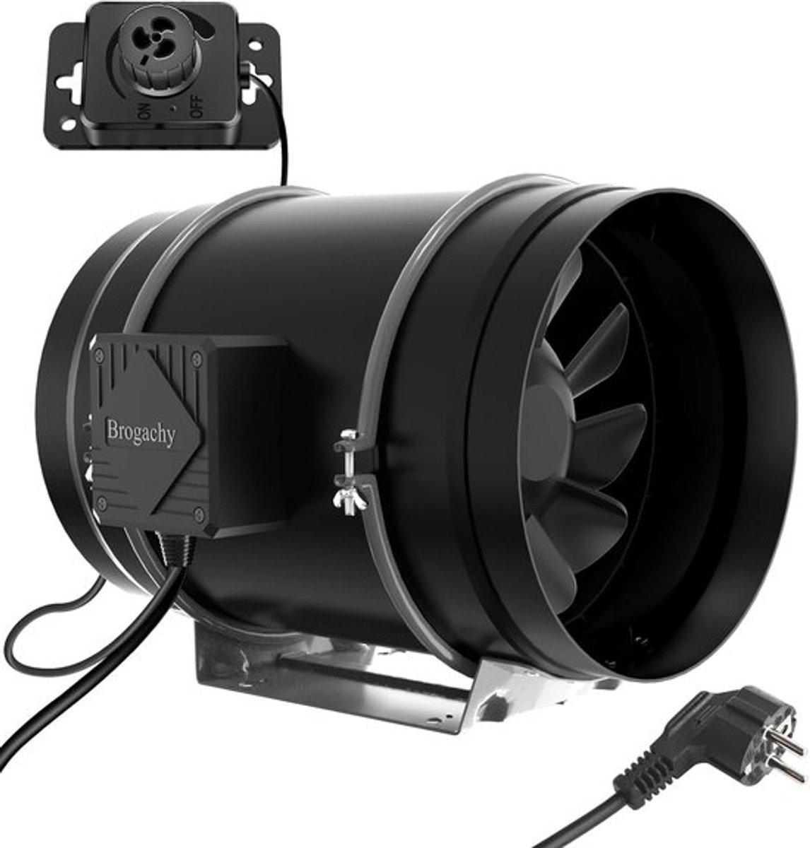 SnelShoppen - 200mm verstelbare afzuiger met 3-fase EC motor, 180W, 1413m³/h luchtstroom, stille werking, met variabele snelheid voor ventilatie, groe