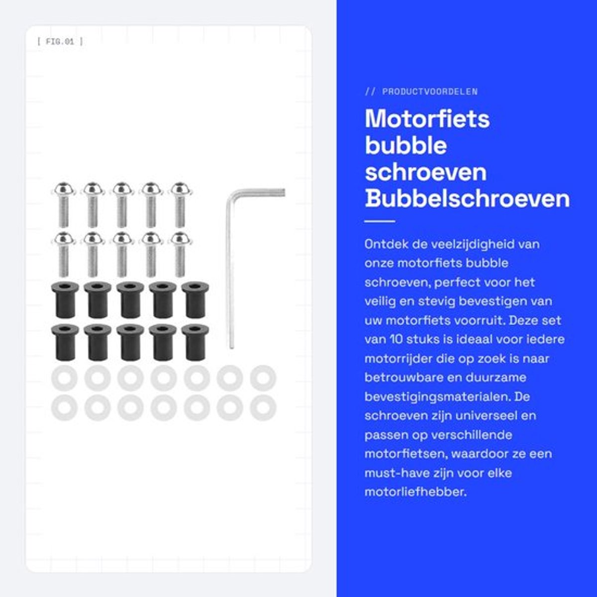 Bubbelschroeven 10 Stuks - Motorfiets Boutmoeren - Universele Montage - Voorruit Sluitringen - Zilver - Schokbestendig - Motorfiets Bouten