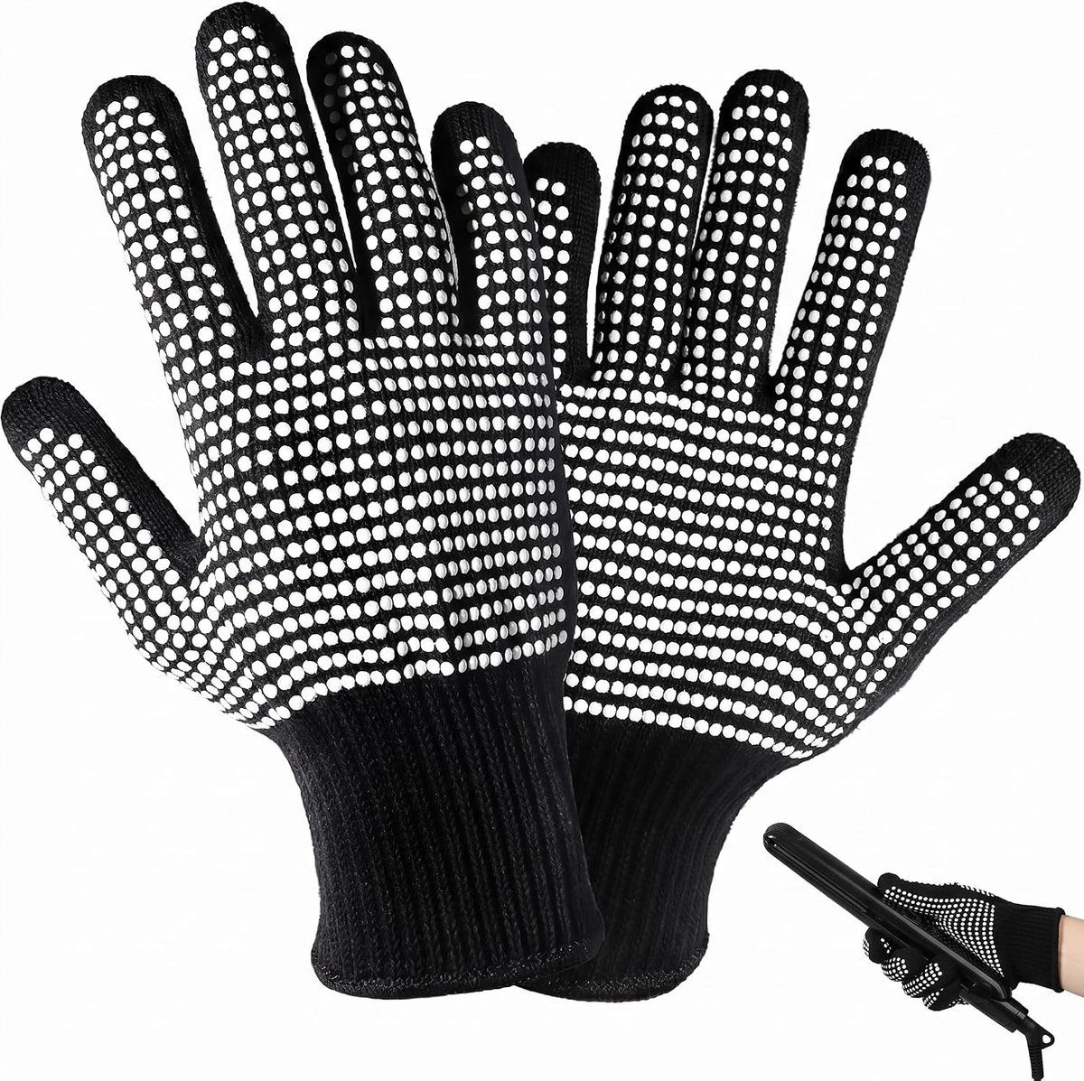Hittebestendige handschoenen - katoen met siliconen noppen - optimale bescherming - veilig gebruik stijltang - ShopVlot