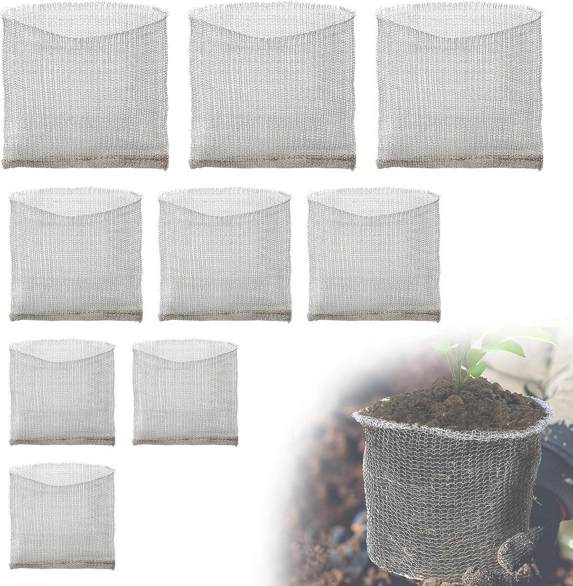 Wortelbeschermingsmanden 9 stuks - RVS - Bescherming tegen knaagdieren - Ideaal voor tuinplanten - ShopVlot