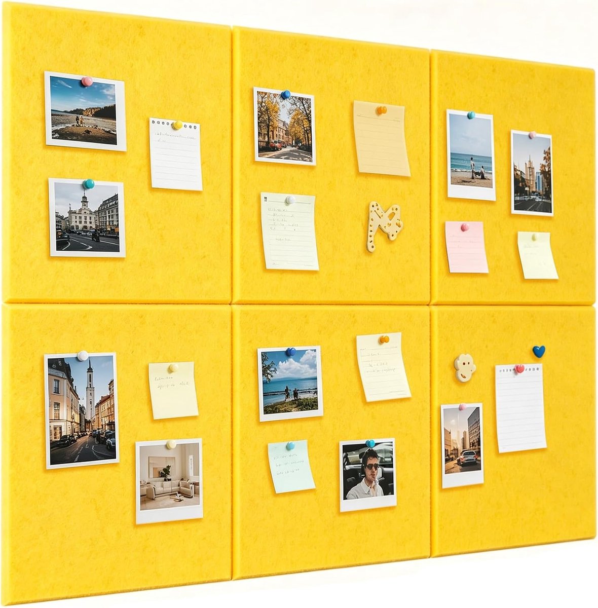 Vilt prikbord 60 x 90 cm - lemon geel - groot vilt bord - decoratie voor kinderkamer - ShopVlot