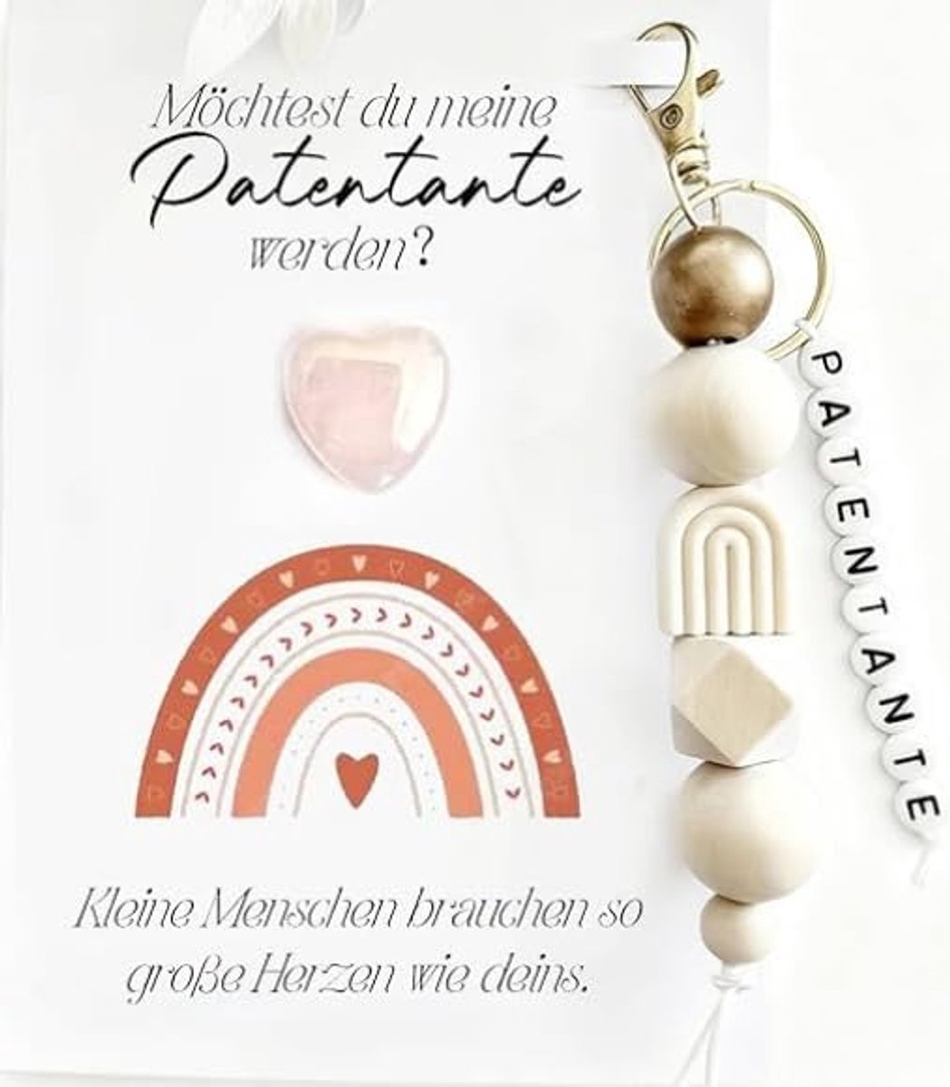 Solidchoice - Uniek Cadeau voor Peettante met Wenskaart en Sleutelhanger