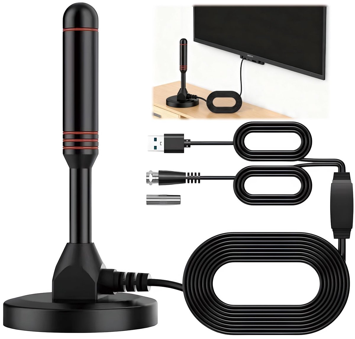 Solidchoice - Krachtige Binnen Televisie Antenne met Magnetische Basis