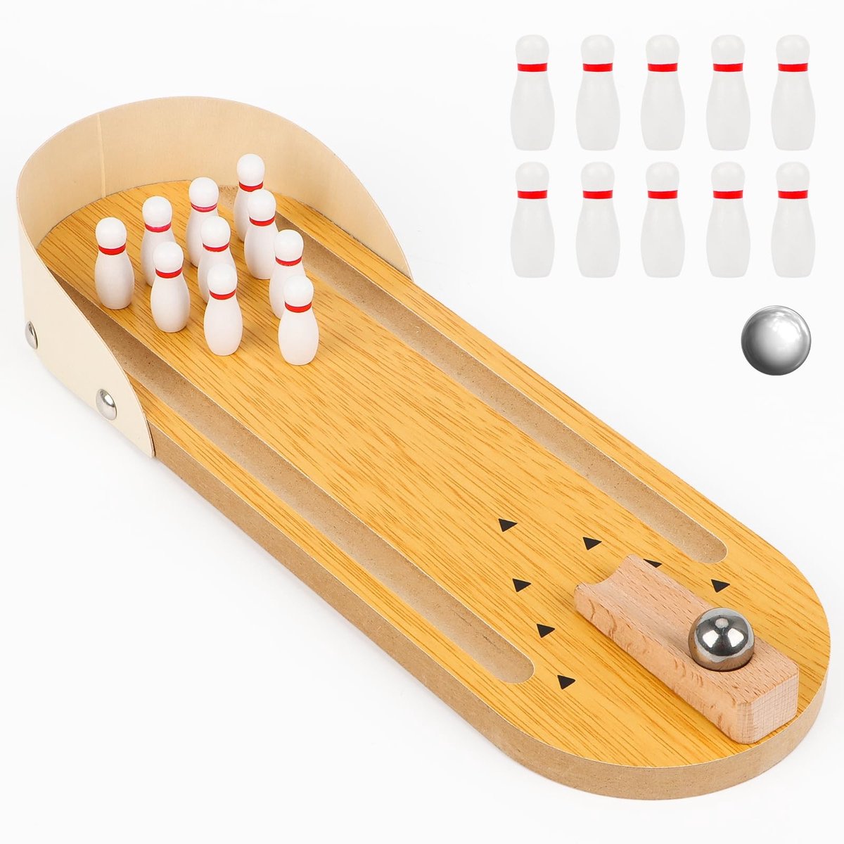 Solidchoice - Mini Bowling Spel van Hout voor Kinderen en Volwassenen