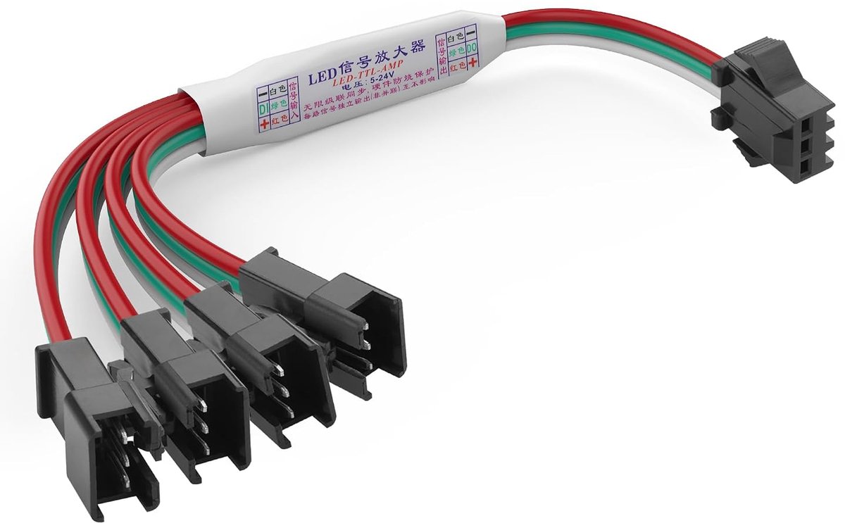 RGB signaalversterker 3-pins - 1 naar 4 verdeler - voor adresseerbare ledstrips - optimale synchronisatie lichteffecten - ShopVlot